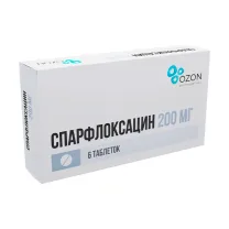 Спарфлоксацин  таблетки покрыт. п/о 200мг, №6