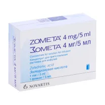 Зомета концентрат д/пригот. р-ра д/инфузий 4мг/5мл, 5мл №1 Новартис