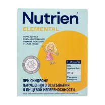 Nutrien Elemental Сухое лечебное питание при синдроме нарушенного всасывания и пищевой непереносимости со вкусом ванили, 350г