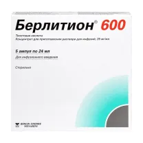 Берлитион 600 концентрат д/пригот. р-ра д/инфузий 25мг/мл, 24мл №5