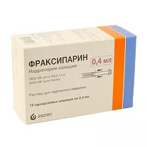 Фраксипарин раствор д/п/к введ. 3800МЕ анти-Ха/0,4мл, №10