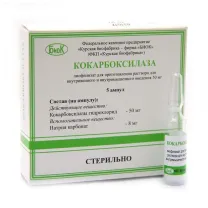 Кокарбоксилаза лиофилизат д/пригот. р-ра д/в/в и в/м введ. 50мг, №5