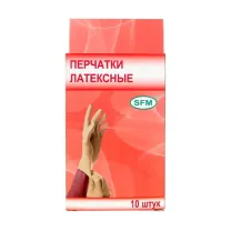 SFM  перчатки смотровые, р.М латексные одноразовые нестерильные, 5 пар