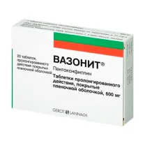 Вазонит таблетки с пролонг. высвоб. покрыт. п/о 600мг, №20